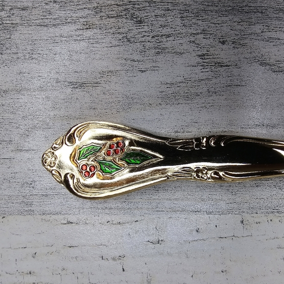 Classic Traditions HOLLYBERRY Gold Holly Serving Set Japan Stainless Steel - Picture 8 of 8